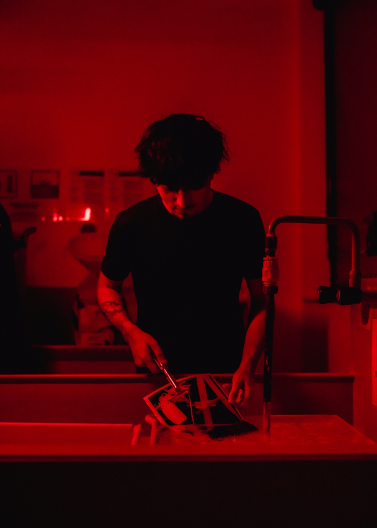 Student working on a photography project